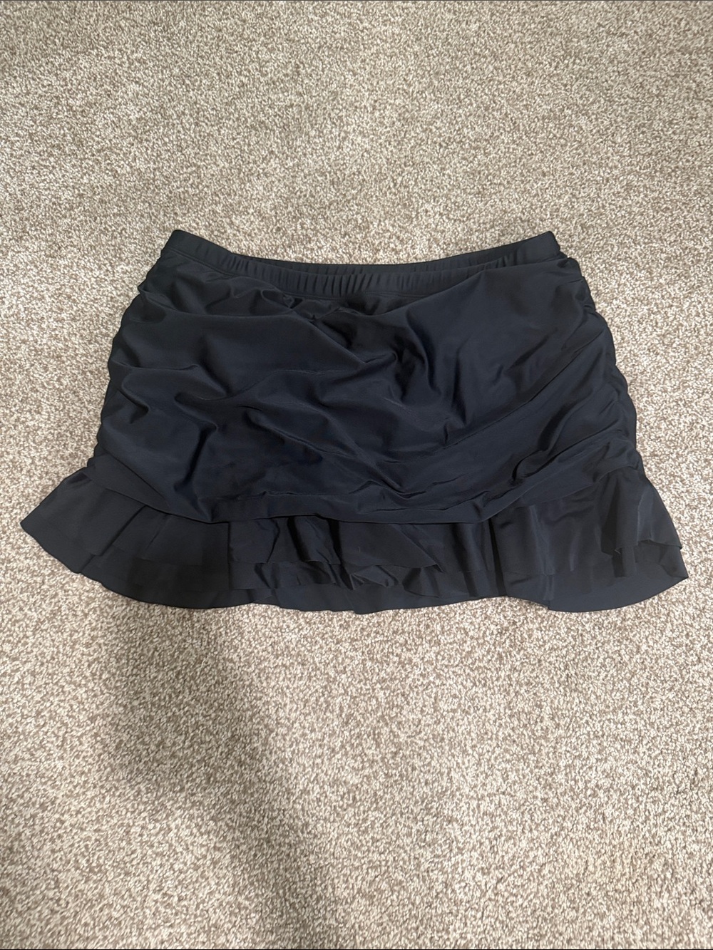 Black Ruffle Hem Mini Swim Skirt